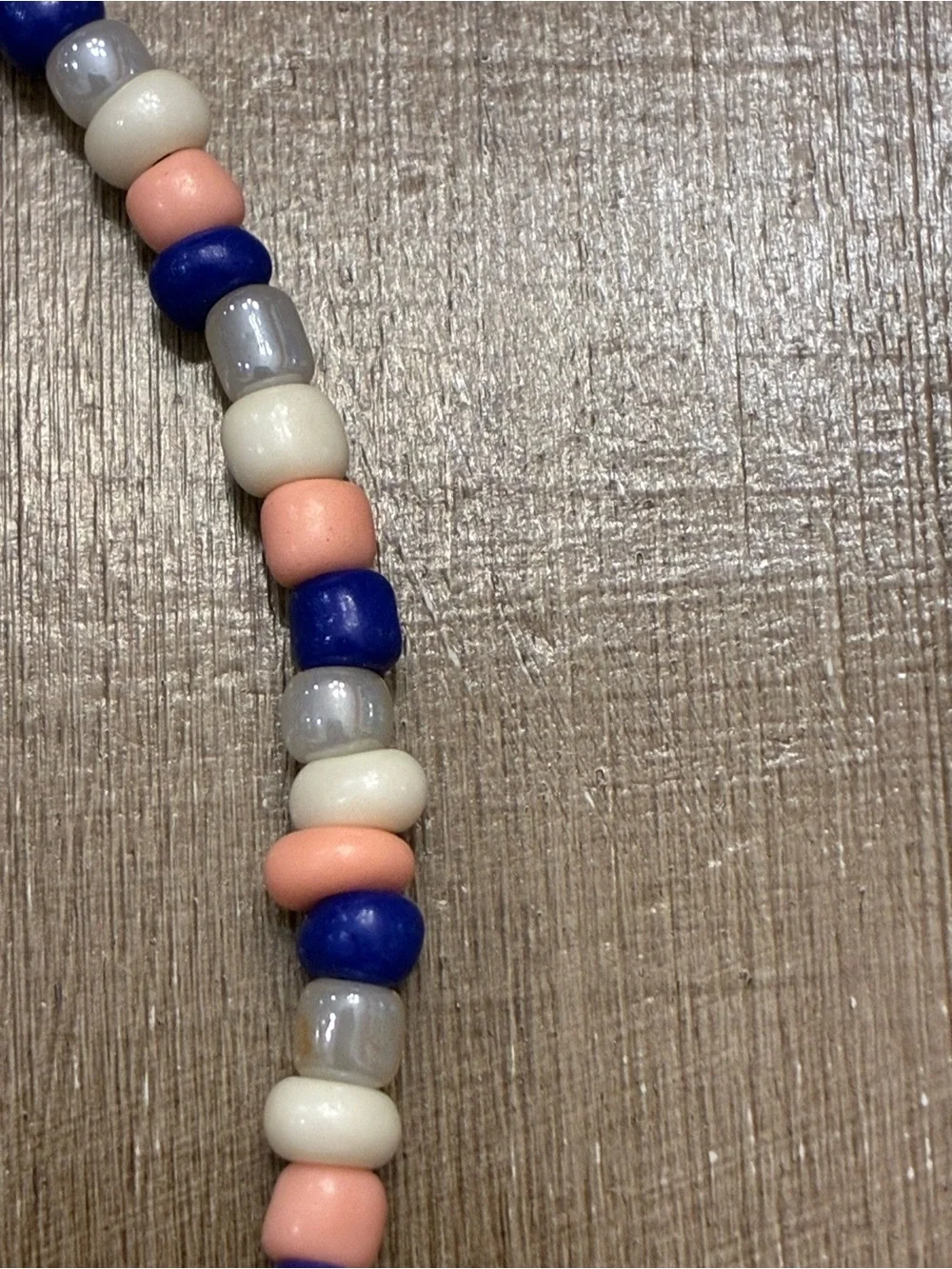 Beaded Bracelet in Blue, Pink & White